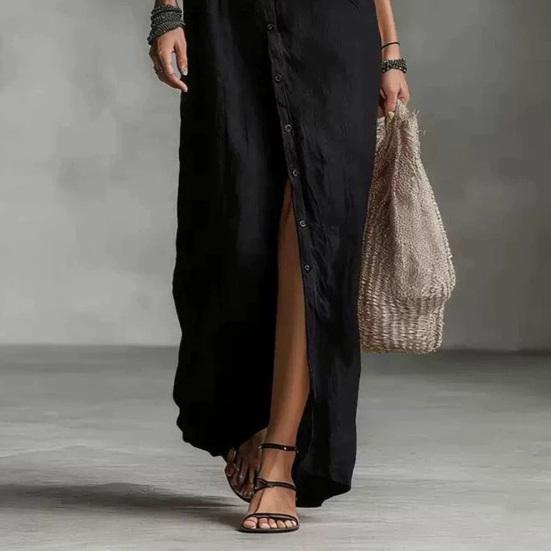 Women's Summer Cotton Linen Shirt Dress Sleeveless Button Down Hooded Maxi Dress Casual Tunic Beach Sundress