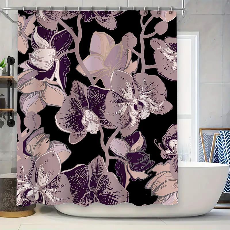 

Stylish Floral Shower Curtain Pink Orchid Design Waterproof Bathroom Decoration For Home Decorators W60H190(CM)-1 Pcs