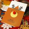 Creative Christmas Pretty Greeting Card Cartoon Three-Dimensional Elk Hair Ball Nose Postcard Gift Party Festival Supplies