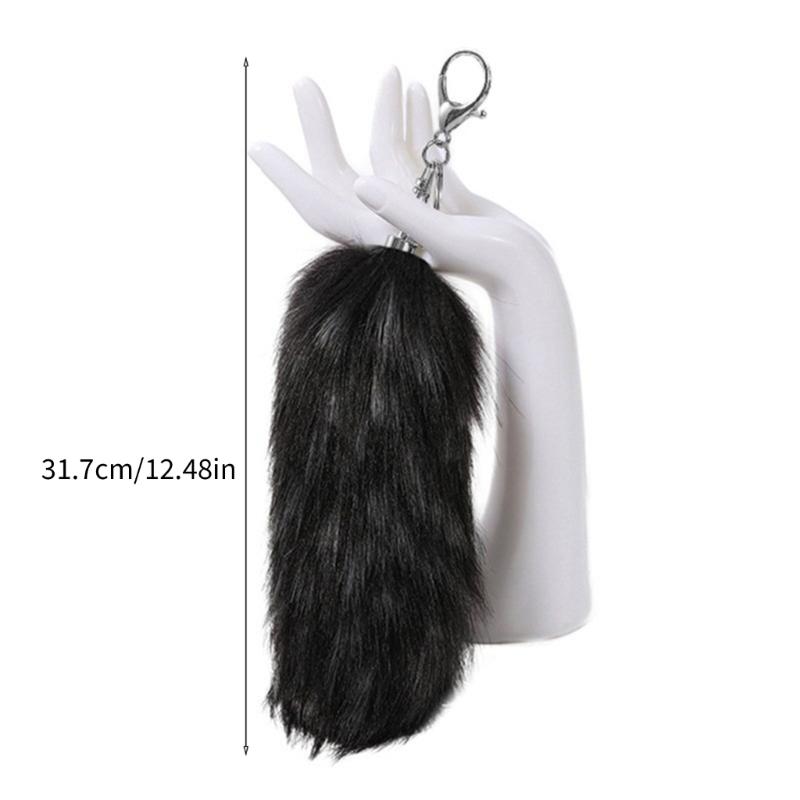 Elegant Keyrings Charm with Foxes Tail Pendant Fashionable Keychain Decoration Cute Toy for Car or Bag Decoration