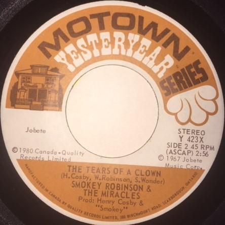 

7inch Record SMOKEY ROBINSON & THE MIRACLES - Tears Of A Clown Y423X MOTOWN 1970 Canada Soul/Funk Used