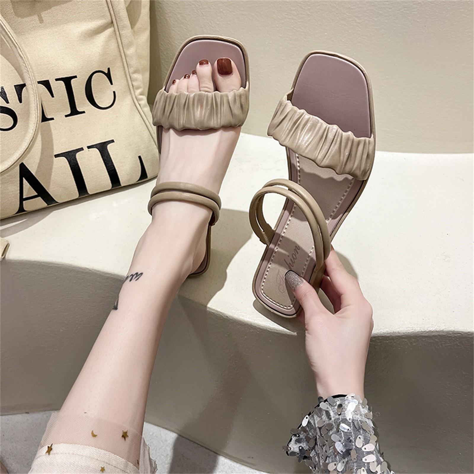 Женские сандалии и тапочки двойного назначения на танкетке с мягкой подошвой с квадратным — фото 9