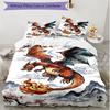 3pcs Duvet Cover Set (1*Duvet Cover + 2*Pillowcase, Without Core), Charizard VS Blastoise Print Soft All‑Season Bedding Set, Home Bedroom Decor Gift