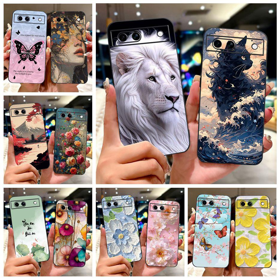 Für Google Pixel 8A Hülle Pixel8 Pro Niedliche Katze Löwe Bemalte Abdeckung Weiche TPU Handyhülle Für Google Pixel 8 Pro Pixel8A Fundas Bumper