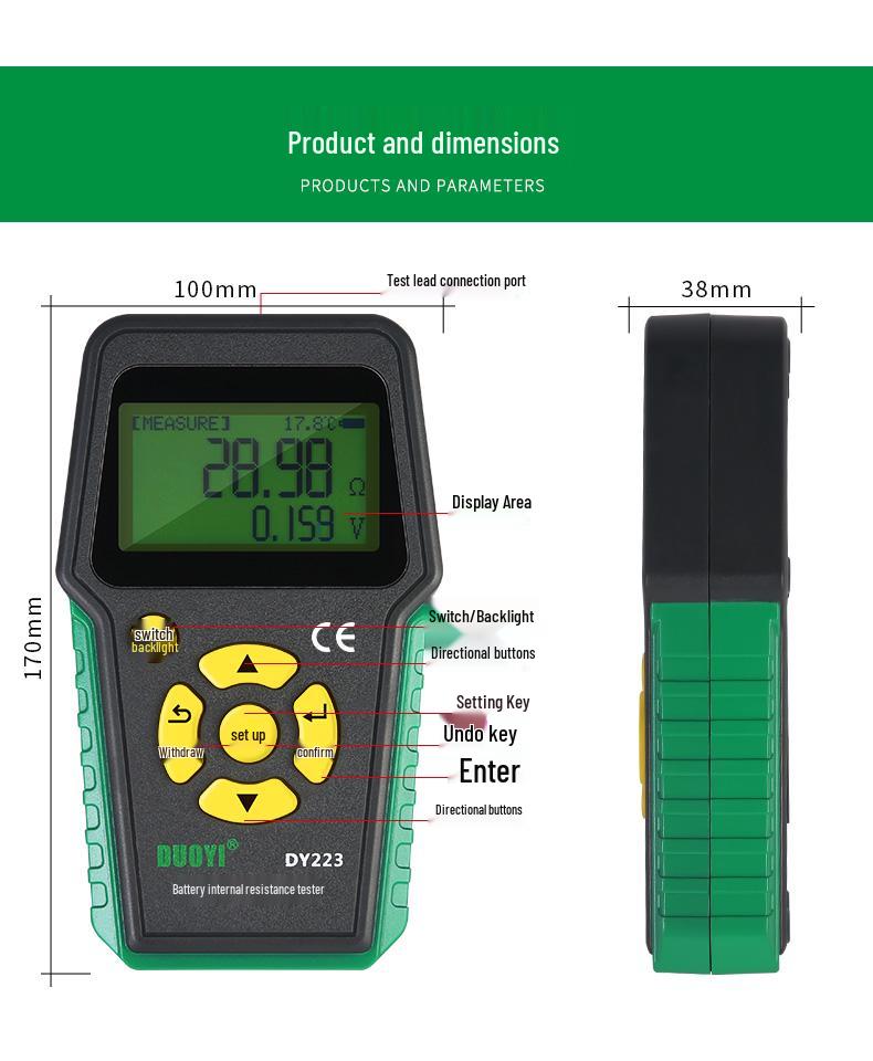 Duo Yi Battery Life & Internal Resistance Tester for Lead-Acid and 18650 Lithium Batteries