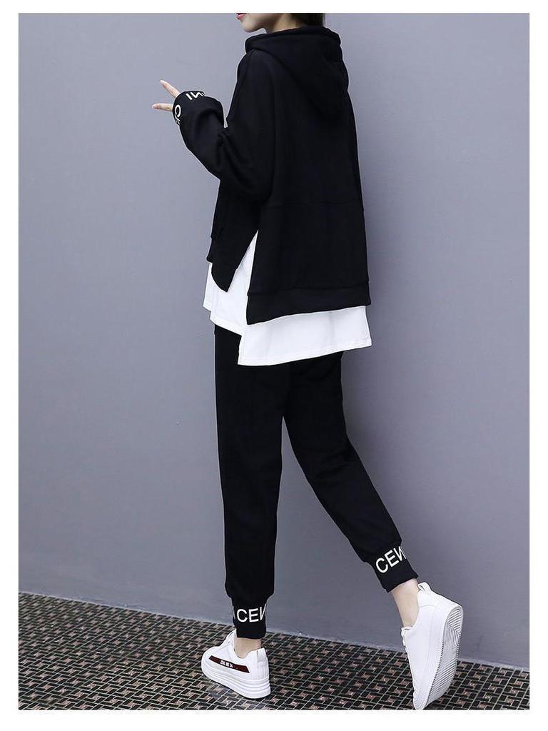 2026 Spring/Autumn Women's Casual Slimming Two-Piece Set: Trendy Loose Fit, Plus Size, Internet Style