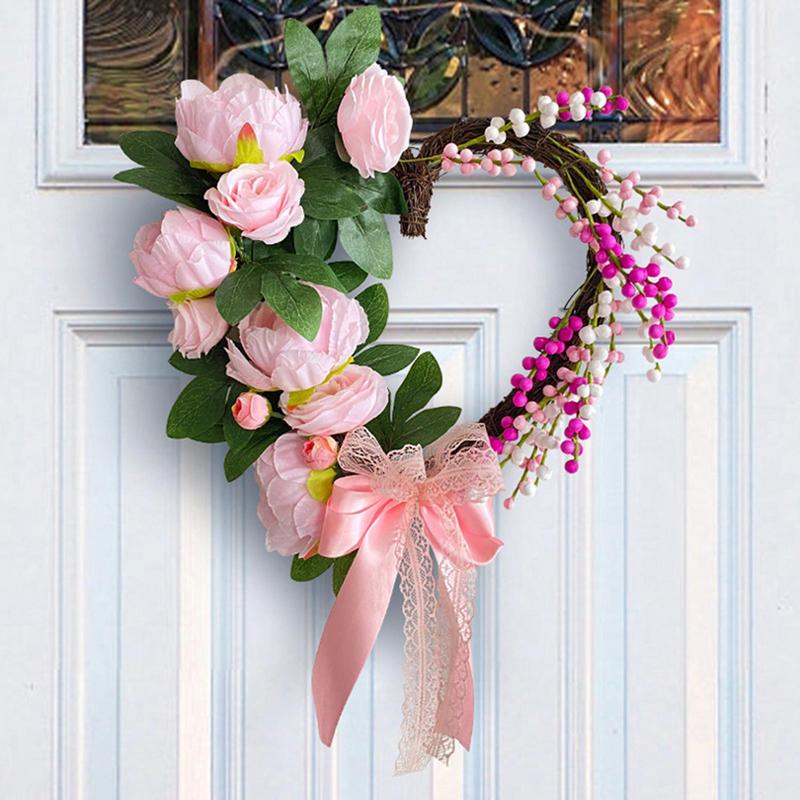 Valentines Day Wreath Heart Shaped Spring Wreath Garland Wreath Door Sign Door Wreath For Front Door Valentines Day Wedding Wall