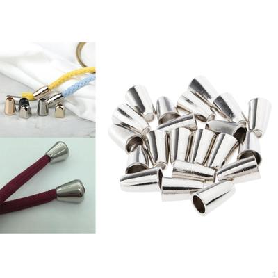 20 Pieces Metal Cord Locks Fastener Ends Stopper for Clothing Sewing Crafts - Silver