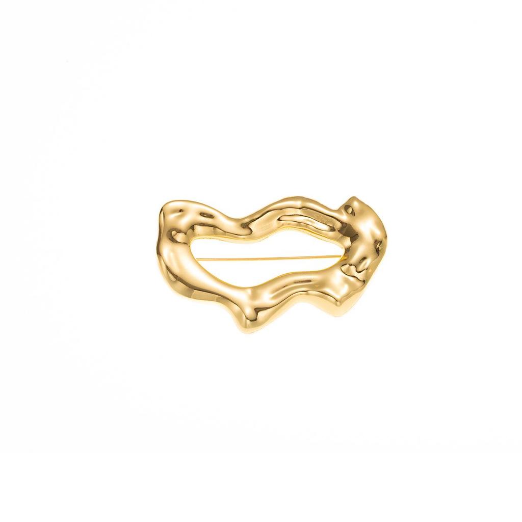 Geometric Hollow Metal Brooch: Irregular, Three-Dimensional Simple Pin