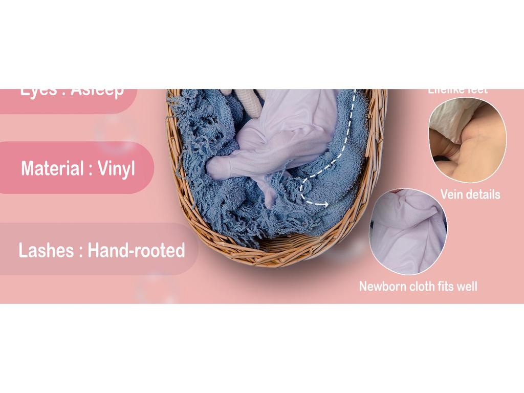 20-inch Handcrafted Reborn Baby Doll, Washable with Changeable Clothes, Soft Silicone