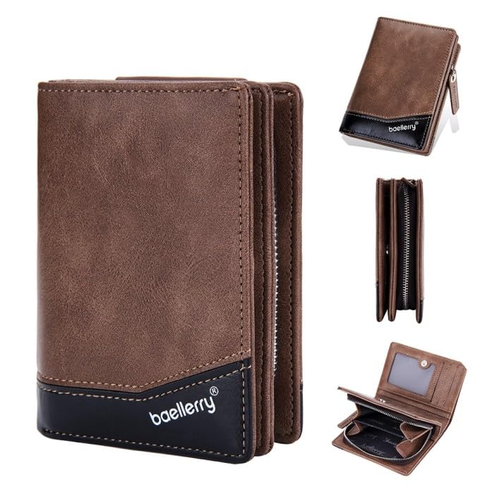 LTG Mini Wallet, Short Wallet, Bifold Wallet, Men's and Women's Wallet, 7987558, Gift, Father's Day, Mother's Day, Small Gift, Birthday Gift (Brown)