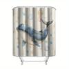 Cartoon Whale Digital Print Shower Curtain – Polyester, No-Punching Partition for Bathroom