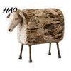Distressed Wood Animal Sculpture Vintage Longhorn Bull/Sheep Sculpture, Rustic Farmhouse Figurine, Western Style Unique for Mantelpiece Decorative