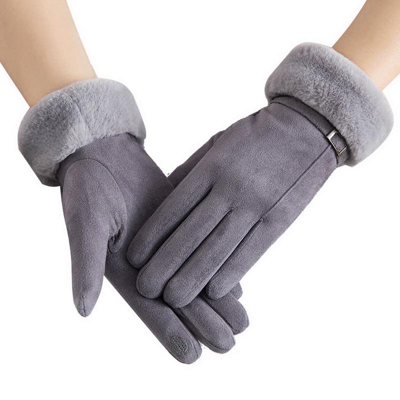 New Fashion Women Gloves Autumn Winter Cute Furry Warm Mitts Full Finger Mittens Women Outdoor Sport Female Gloves Screen