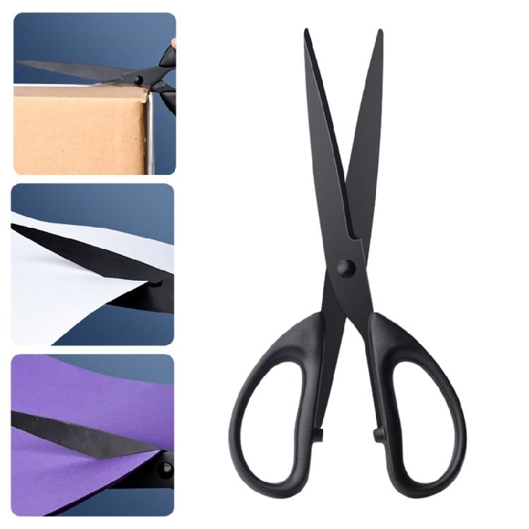 Multi Functional Stainless Steel Scissors Non Stick Coating For Mucilage Tape Thread Trimming Blade Office Craft Tool Comfort Grip Rubber Handle