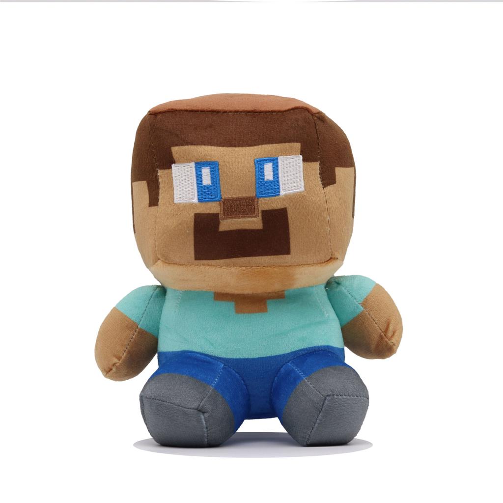 Pixel-Style Plush Toy Set – Block Character Stuffed Animals Mini Collection for Gaming Fans Kids Room Decor