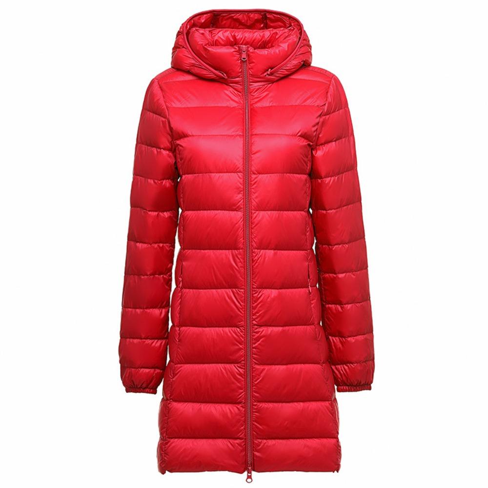 Women's Hooded Long Sleeve Mid‑Length Loose Fit Lightweight Puffer Down Coat Winter Warm Outerwear Jacket