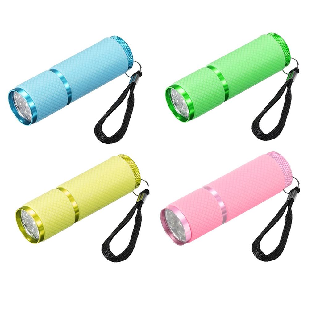 PATIKIL LED Flashlight and Mini Aluminum Flashlight with Strap for and Parties 9-Piece Glow-in-the-Dark 4-Piece Camping, Hiking, (Pink, Green, Yellow,