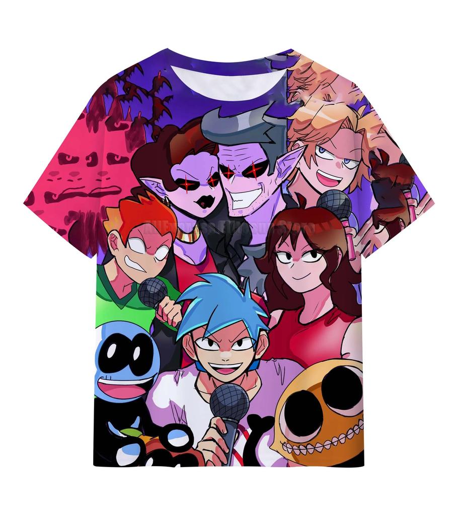Friday Night Funkin 3D T Shirts Kids Children Game T-shirts Boys Girls Cartoon Anime Tshirts Summer Toddler Tee Streetwear