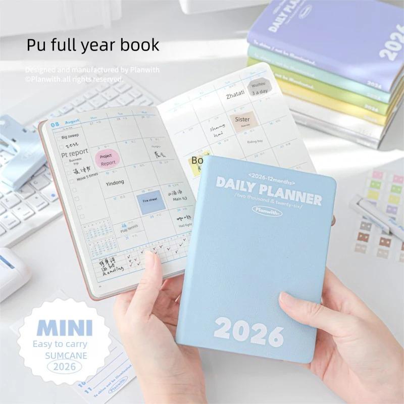 2026 Pocket A6 Notebook Planner Soft Cover Mini Journal Daily Plan Weekly Yearly Monthly Planning Agenda Calendar Gift