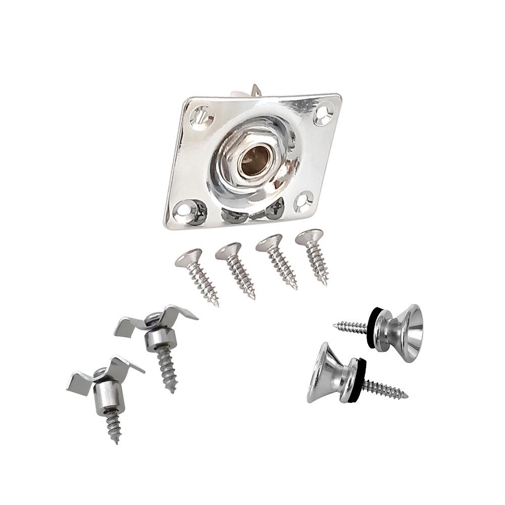 

Guitar Accessory Set: Boat-shaped Jack, Strap Button, Tuning Peg Cap, String Mute, and Electric Jack Connector.
