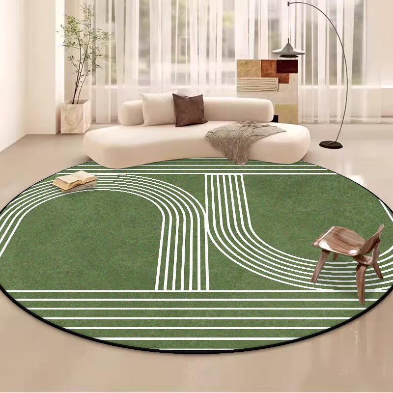 Simple Style Large Living Room Round Rugs Striped Decoration Home Sofa Area Fluffy Plush Carpet Bedroom Non-slip Chair Mat Floor