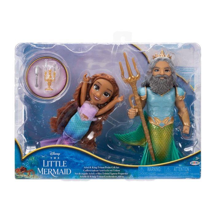 Coffret 2 poupées disney la petite sirène - ariel et triton avec accessoires
