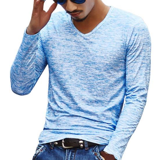Menn Bluser V-hals Elastisk Topp Kamuflasje Langermet Herreskjorte for høsten