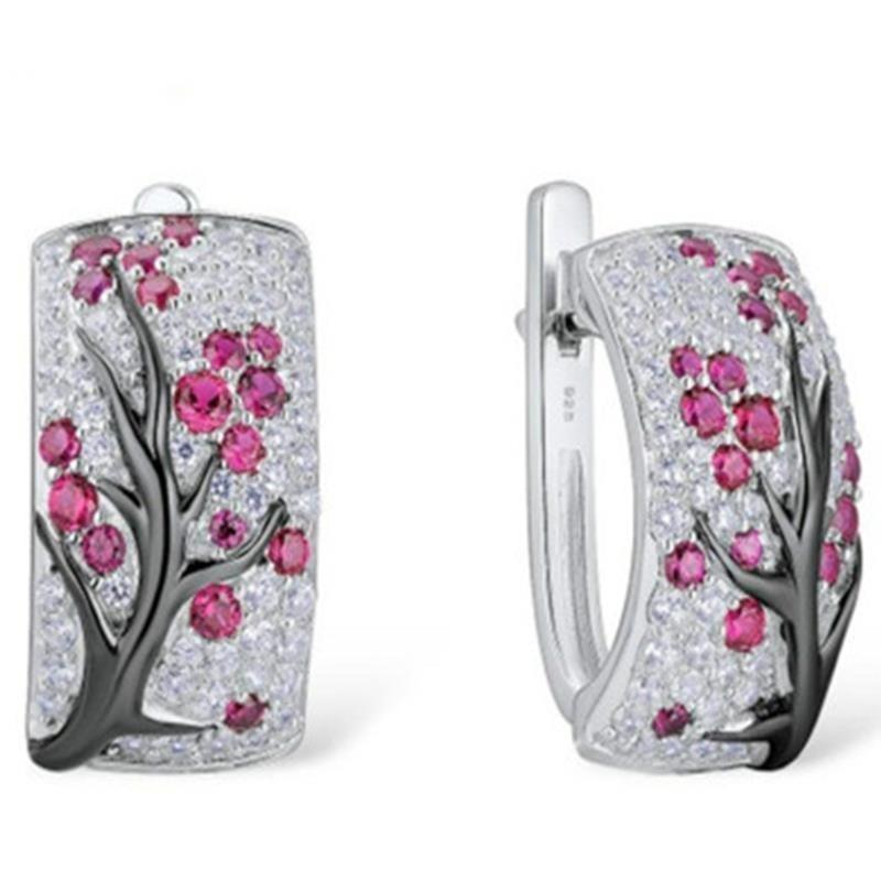 Accessories Studded With Zirconium Flowers Dripping Oil Branches Flower Geometric Earrings Engagement Earrings