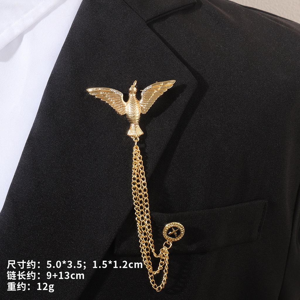 Fashion Baroque Vintage Diamond Brooch Men'S Suit Accessories Personalized Wedding Long Jacket Corsage Badge
