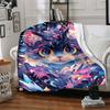 1pc Colorful Cat Blanket, Lightweight Flannel Throw Blanket for Sofa, Bed, Travel, Camping, Living Room, Office, Couch, Chair, and Bed
