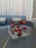 Modern Abstract Transparent Acrylic Cube Sculpture Bright Gold Stainless Steel Ball Transparent Square Box Aesthetic Decoration