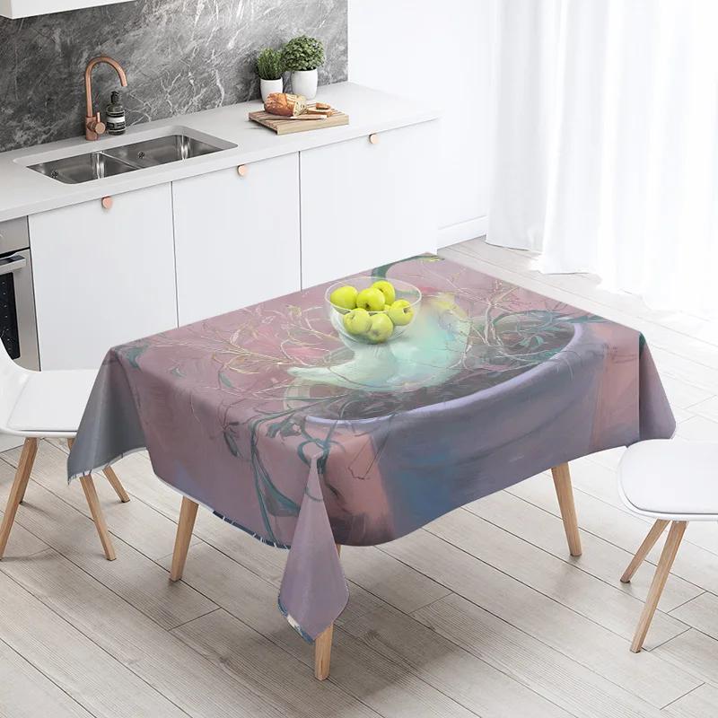New Abstract Tea Tablecloth Waterproof and Oil-proof Dining Tablecloth Nordic Wind Bar Tablecloth Home Decoration