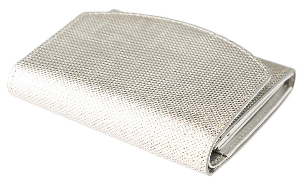 Cypris Pon Compact Honeycell Bifold Perfect Gift for 6461 Wallet, Women's Leather, Father's Day, Mother's Day, Birthday, Silver,