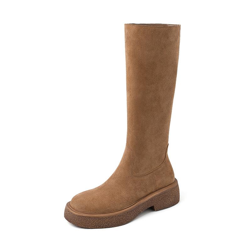 4.5CM Small Spice Girl Wind Knight Boots 2025 Autumn and Winter New Round Head Thick Heel But Knee Boots Women