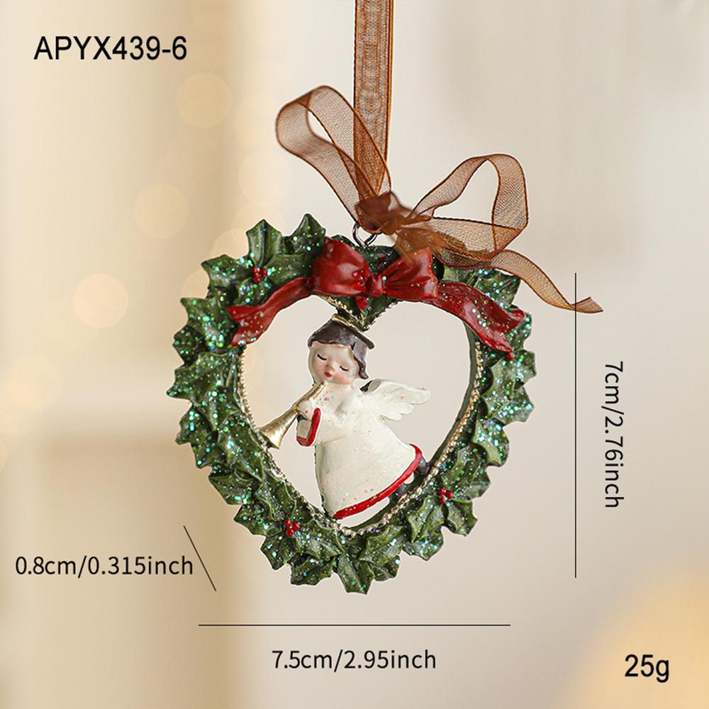 

Angel Wood Horse Elder Christmas Tree Ornaments Resin Vintage Decorative Wreath Ornament Christmas Retro Decor Festive Pendant