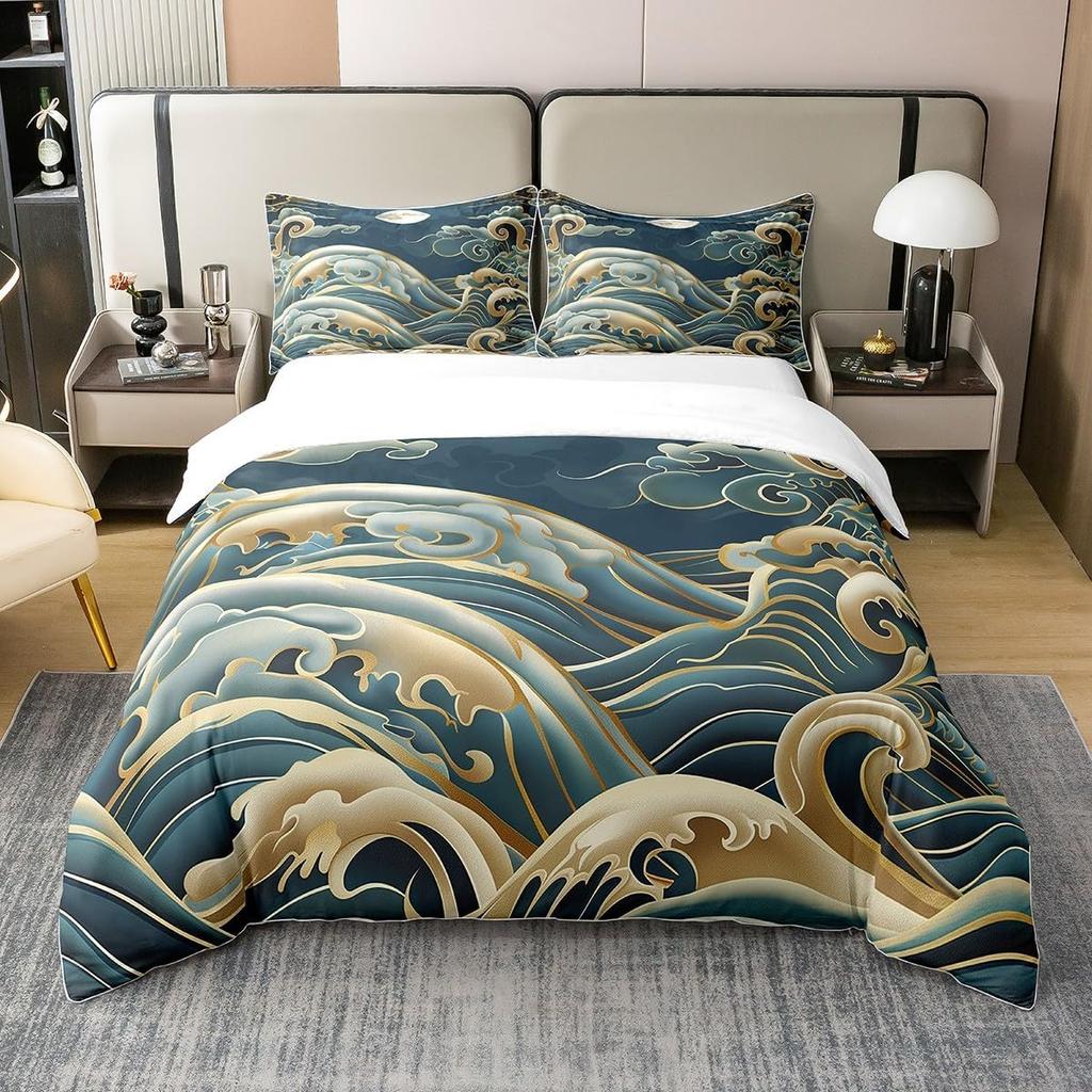 Comforter Hand-Painted Style Queen King Size Japanese Style Forest Mountain Bedding Set 3 Pcs With 2 S No Quilt