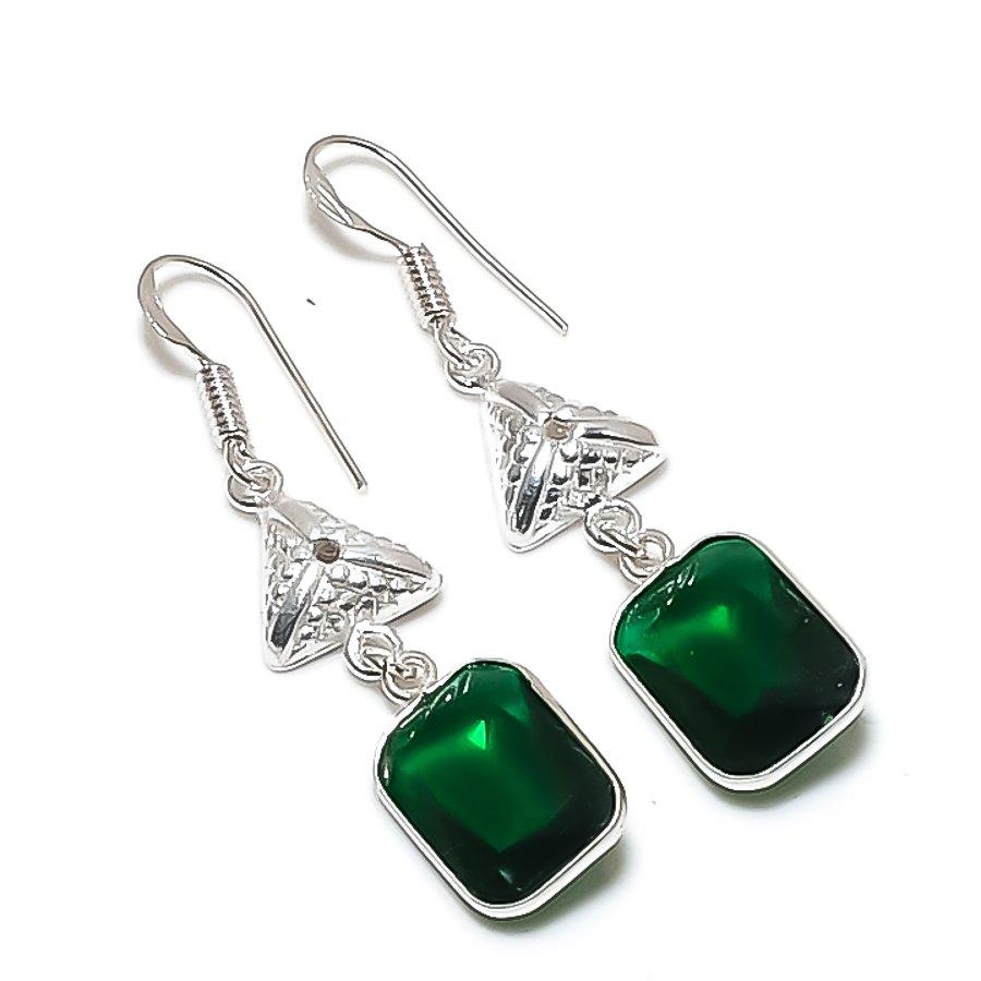 Natural Chrome Diopside Gemstone 925 Sterling Silver Jewelry Earring 1.89 AE-12553