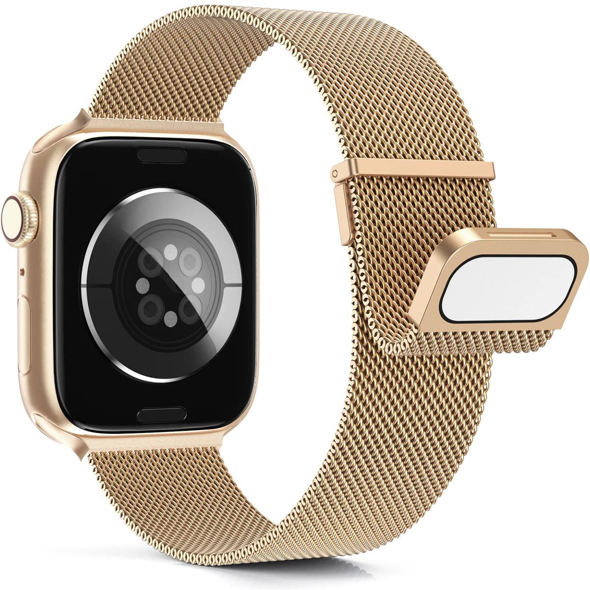 

For Apple Watch Series 10 42mm/9 8 7 41mm/SE (2023) SE (2022) SE 6 5 4 40mm/3 2 1 38mm Stainless Steel Watch Strap Rose Gold