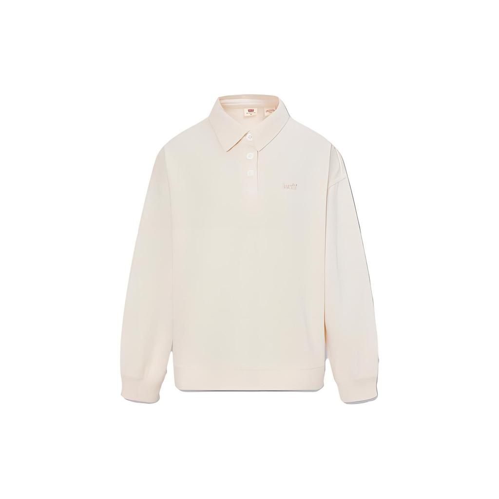 Levis FW23 Einfarbig Lässig Warm Langarm Poloshirt Damen Oberteile Off-White A1899-0003