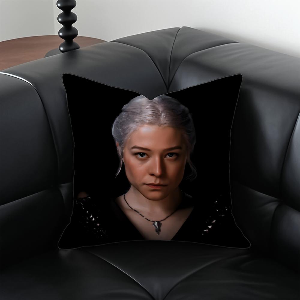 RRhaenyra Targaryen Kissen Schlag Fantasie Kissenbezug Kissenhülle Anti-Milben Unsichtbarer Reißverschluss seidiger Plüsch Kissen