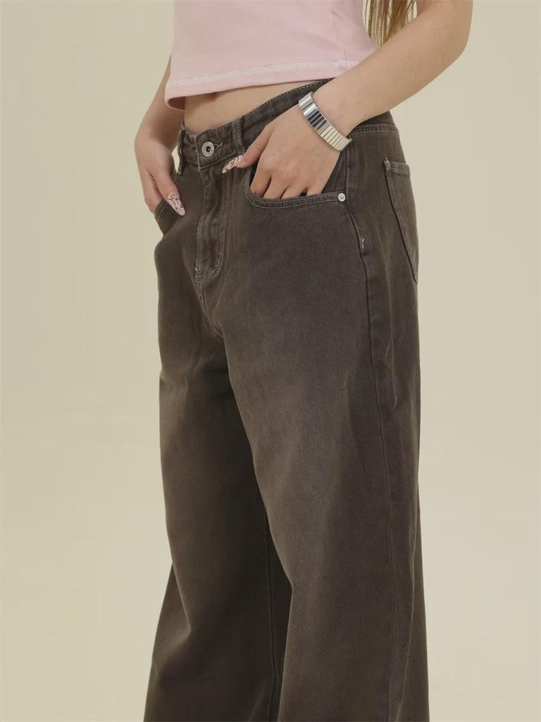 Vintage Braune Locker Geschnittene Weitbeinjeans für Jungen und Mädchen