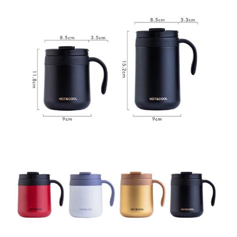 Stainless Steel Vacuum Insulated Coffee Mug 350/500ml Thermos Water Tumbler with Handle Lid - Thermal Tea Cup for Hot And Cold B