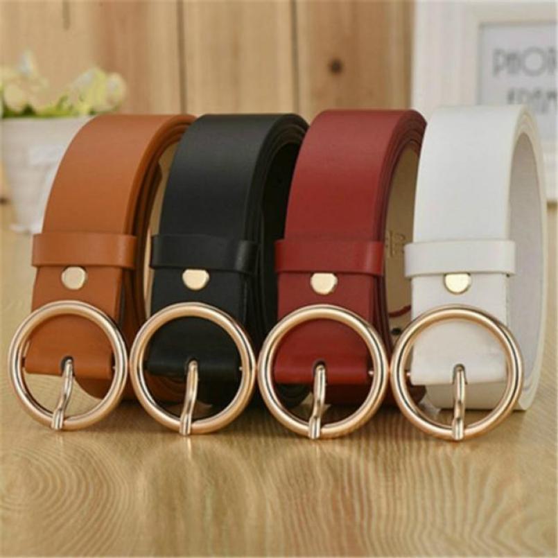 Luxury Brand Faux Leather Women Belts High Quality Fashion Round Pin Buckle Waist Belt