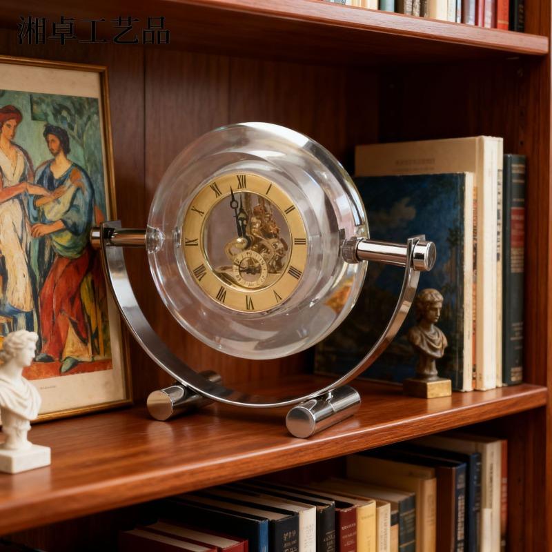Crystal Table Clock Mechanical Desktop Clock Living Room Desk Clocks Nordic Interior Clocks Retro Room Ornaments Decoration