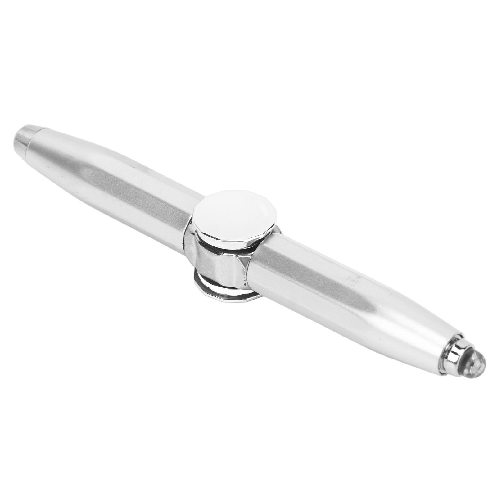 Fingertip Luminous Gyro Ballpoint Pen Finger Spinning Writing Pen with LED Light for Releasing Stress Silver серебряный