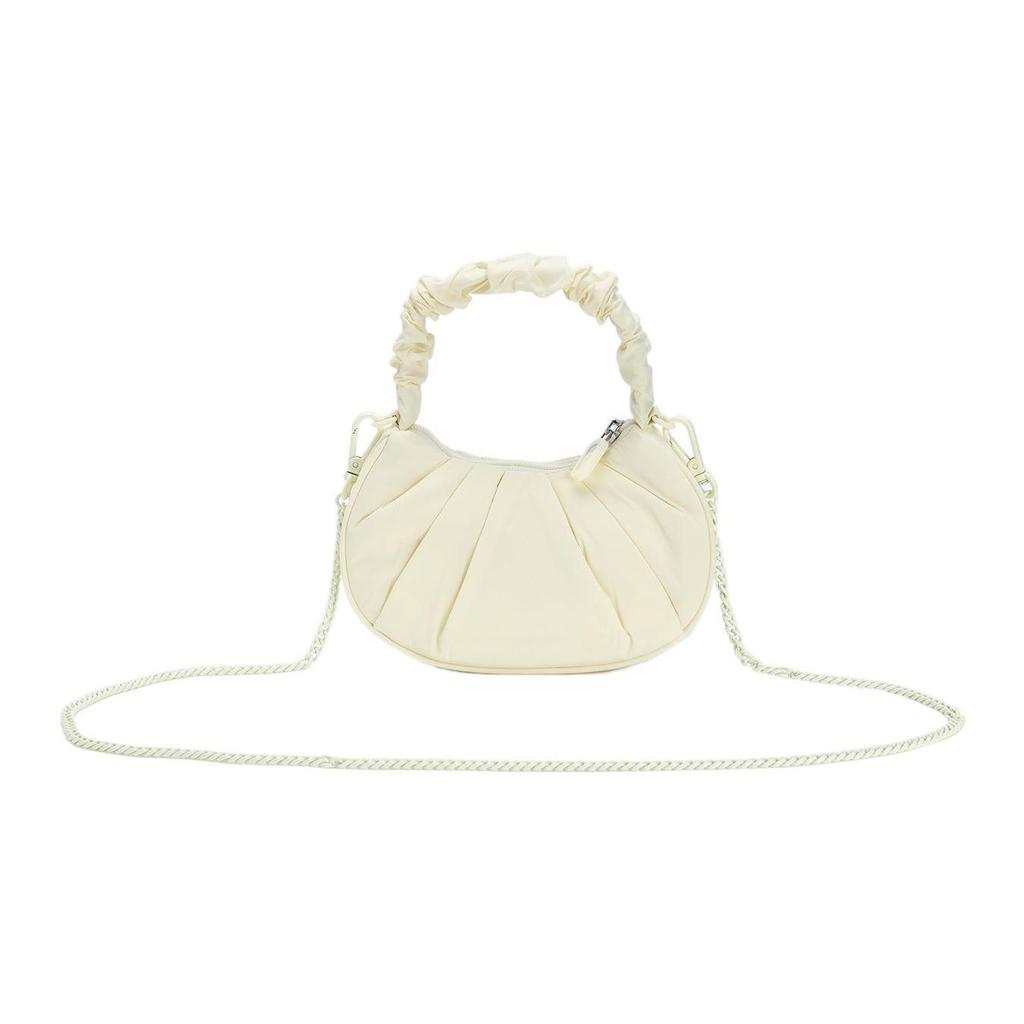 Fila Moda Heritage Casual Colore Unico Chiusura a Zip Tessuto Borsa a Nuvola Borsa a Spalla Tracolla Borse da Donna Bianco Formaggio F13W328163FIV