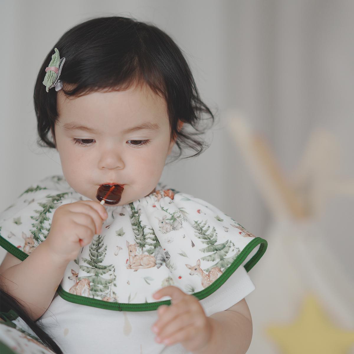 Rotatable Bamboo Cotton Baby Drool Bib with Pocket