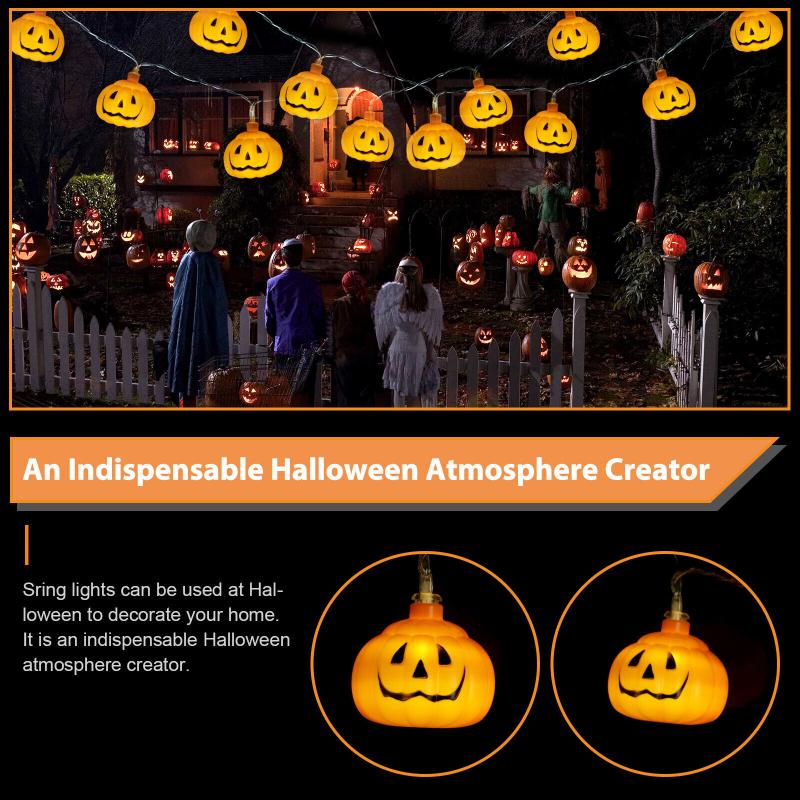 10/20/40led Halloween Pumpkin String Lights Energy-saving Hanging Lantern Lamp For Home Party