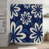 Blue Floral Shower Curtain Modern Decor for Bathroom or Kitchen